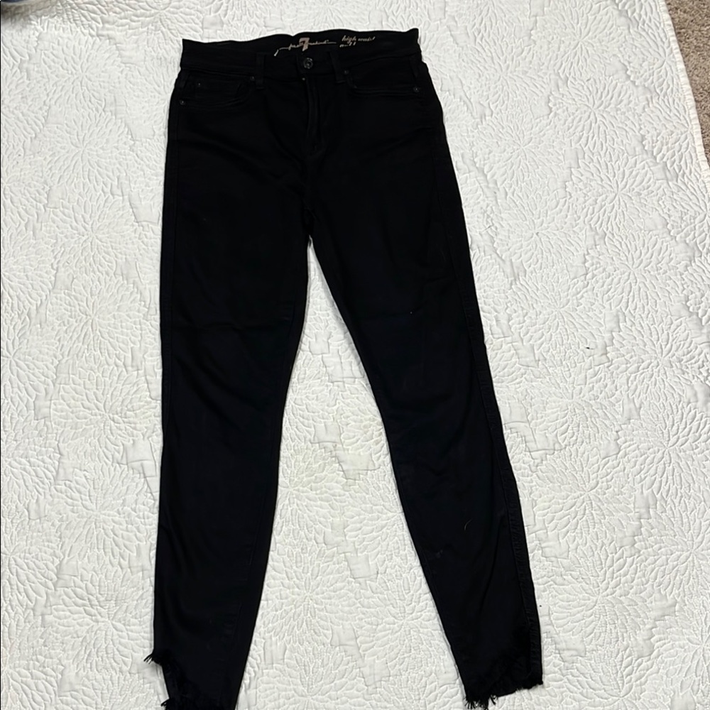 7 For All Mankind Black High Waist Ankle Gwenevere Skinny Jean